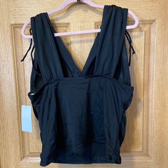 Nwt Swimsuits For All Tie Shoulder Ruched plunge Tankini Top - Picture 4 of 5